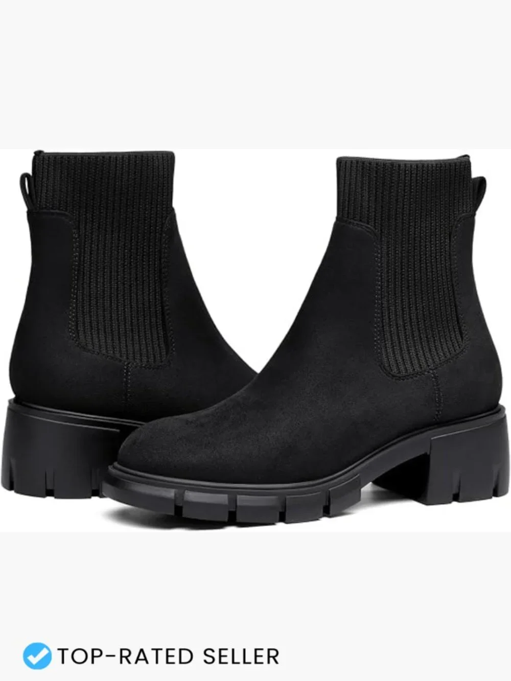 Chunky Platform Ankle Boots Chelsea Lug Sole Non-Slip Combat Booties